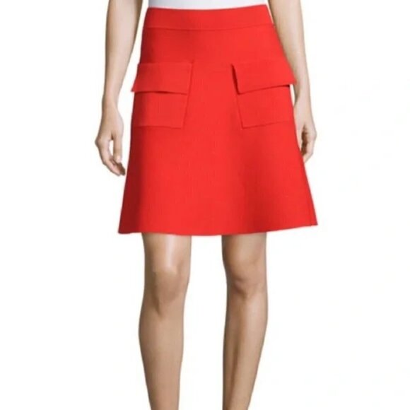 ASO Cheryl Blossom Riverdale A.L.C Bright Coral Orange Knit A-line Skirt Medium - Picture 2 of 7